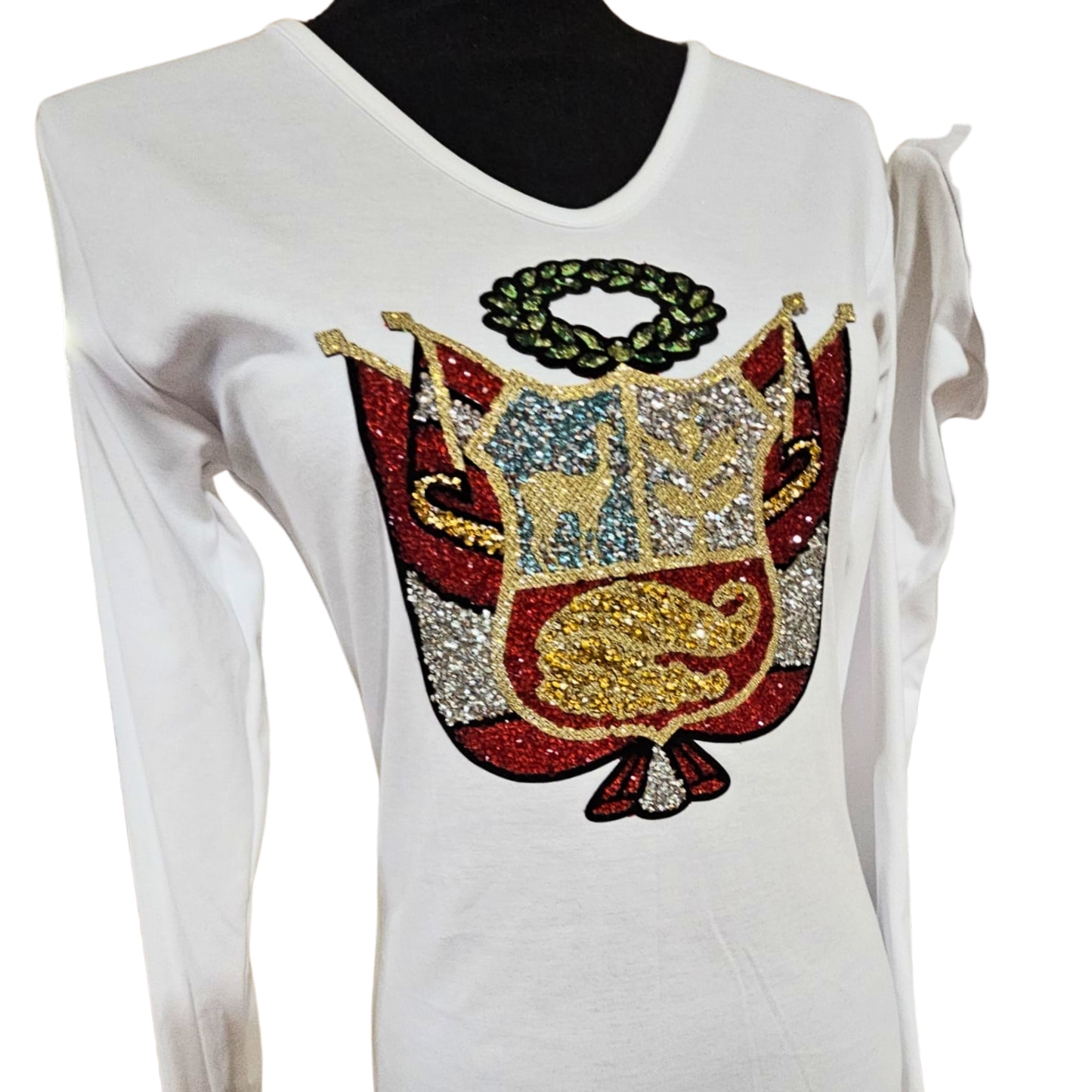 Handmade Traditional “Coat of Arms” / "Escudo" Cotton T-Shirt – Long Sleeve