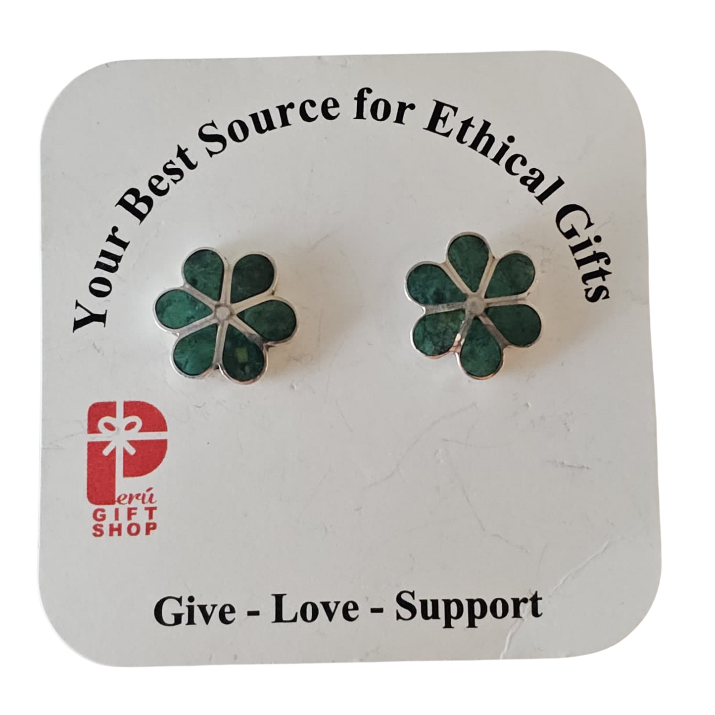 Sterling Silver "Blossom Flower" Natural Stone Post Earrings