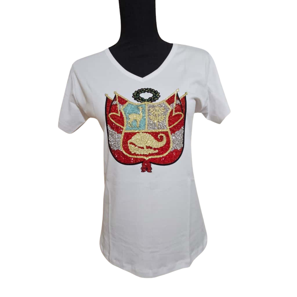 Handmade Traditional “Coat of Arms” / "Escudo" Cotton T-Shirt – Short Sleeve
