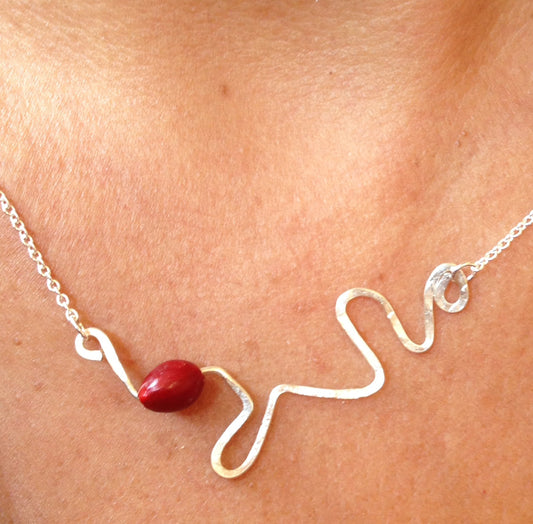 Sterling Silver / Gold Filled Heartbeat Necklace with Gold Huayruro Seed – Handmade Peruvian Good Luck Jewelry