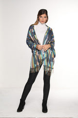 Luxury Pure Peruvian Baby Alpaca Wool & Silk Reversible Square Shawl for Women Dragonfly Design - Peru Gift Shop
