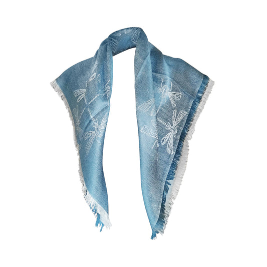 Stylish Dragonfly Design Year Round Reversible Scarves for Men & Women - 70% Peruvian Baby Alpaca / 30% Natural Silk