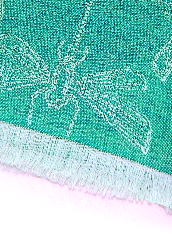 Luxury Pure Peruvian Baby Alpaca Wool & Silk Reversible Scarf for Men & Women Dragonfly Design - Peru Gift Shop