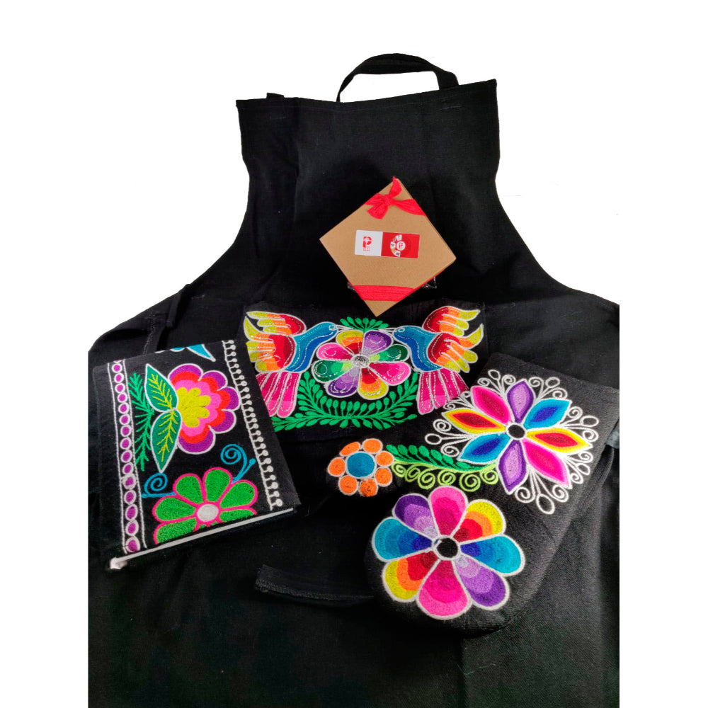 Cooking Kitchen Hand Embroidered Apron For Baking Bbq Aprons Adjustable Neck For Women/Teens Waterproof 28.3x25.6 Inches.