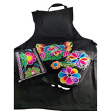 Cooking Kitchen Hand Embroidered Apron For Baking Bbq Aprons Adjustable Neck For Women/Teens Waterproof 28.3x25.6 Inches.