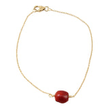 Gold Filled 18kt Classic Adjustable Bracelet w/Red & Black Seed Beads 6.5"-7.5" - Peru Gift Shop