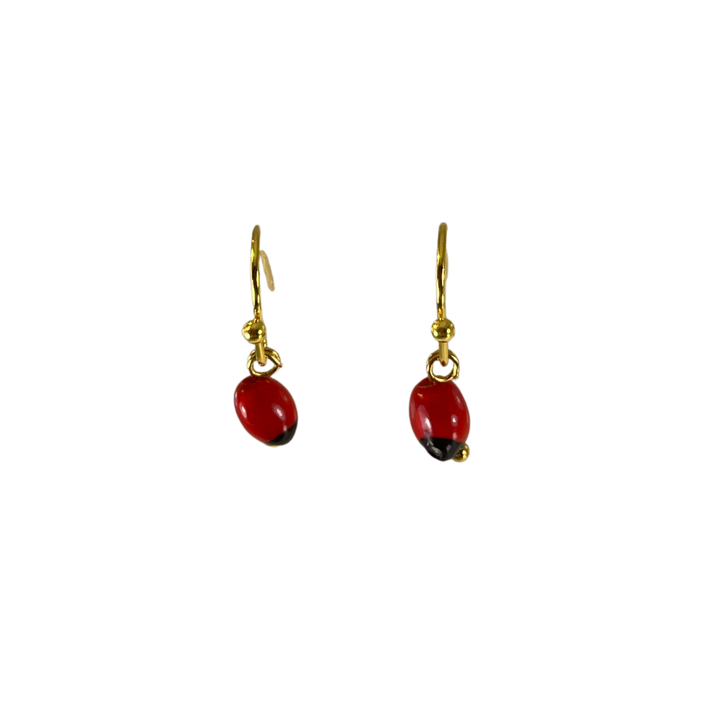 Silver/Gold Dangle Classic Red & Black Good Luck Earrings