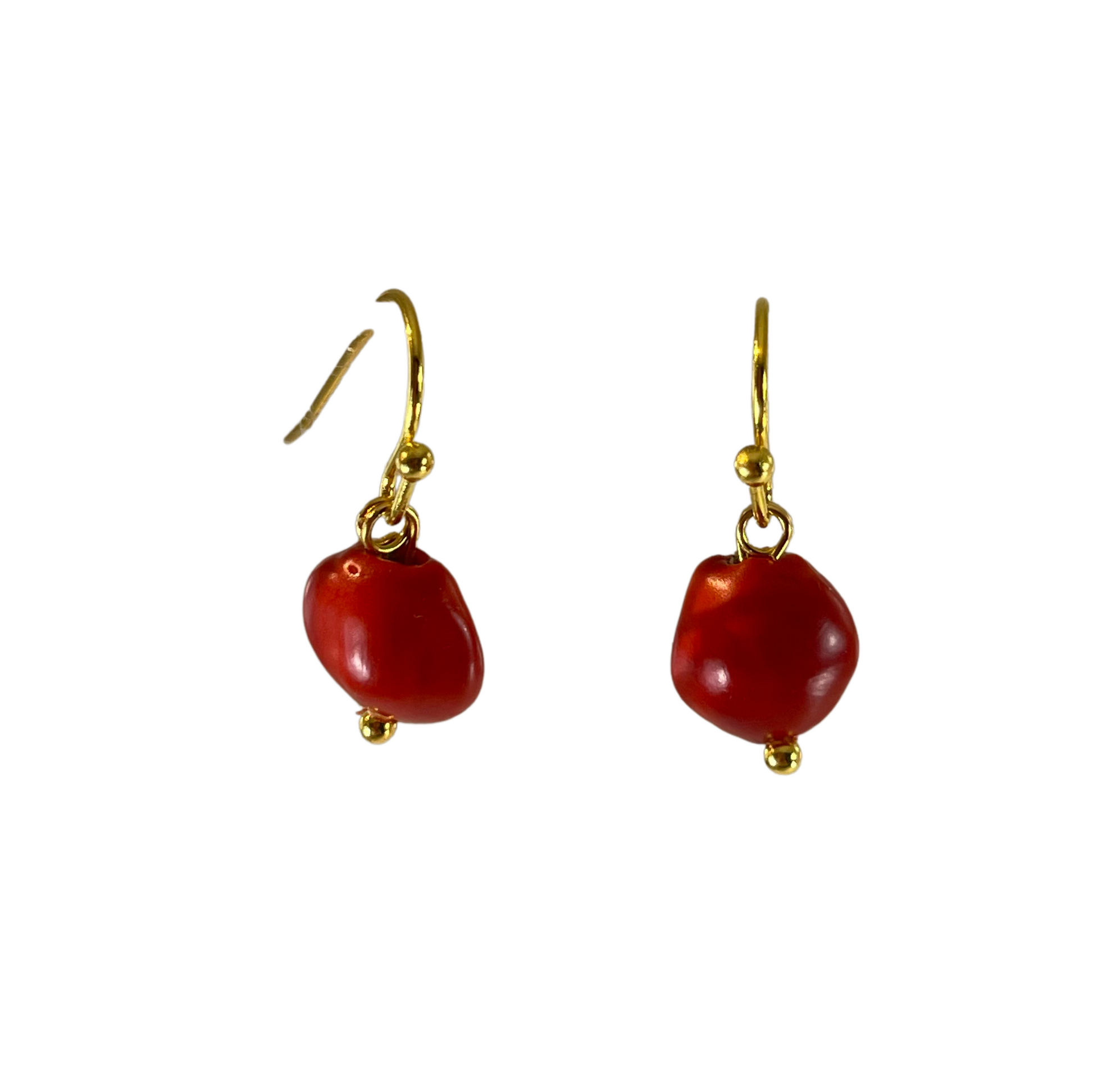Huayruro seed sterling silver gold dangle earrings handmade Peruvian good luck jewelry style 5 by Evelyn Brooks
