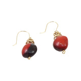 Gold Filled 18kt Classic Dangle Drop Earrings w/Good Luck Red & Black Seed Beads - Peru Gift Shop