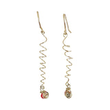 Gold Filled Dangle Long Drop Red Good Luck Earrings