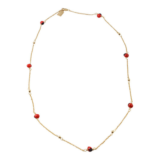 Gold Filled 18kt Classic Adjustable Necklace & Bracelet Set w/Red & Black Seed Beads - Peru Gift Shop