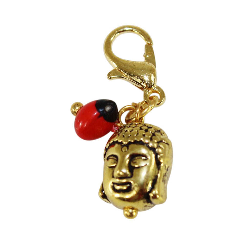 Gold Tone Interchangeable Charms w/Good Luck Huayruro Seed Beads  1" approx - Peru Gift Shop