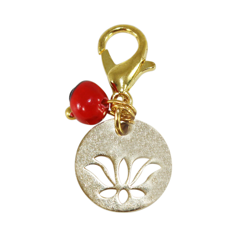 Gold Tone Interchangeable Charms w/Good Luck Huayruro Seed Beads  1" approx - Peru Gift Shop