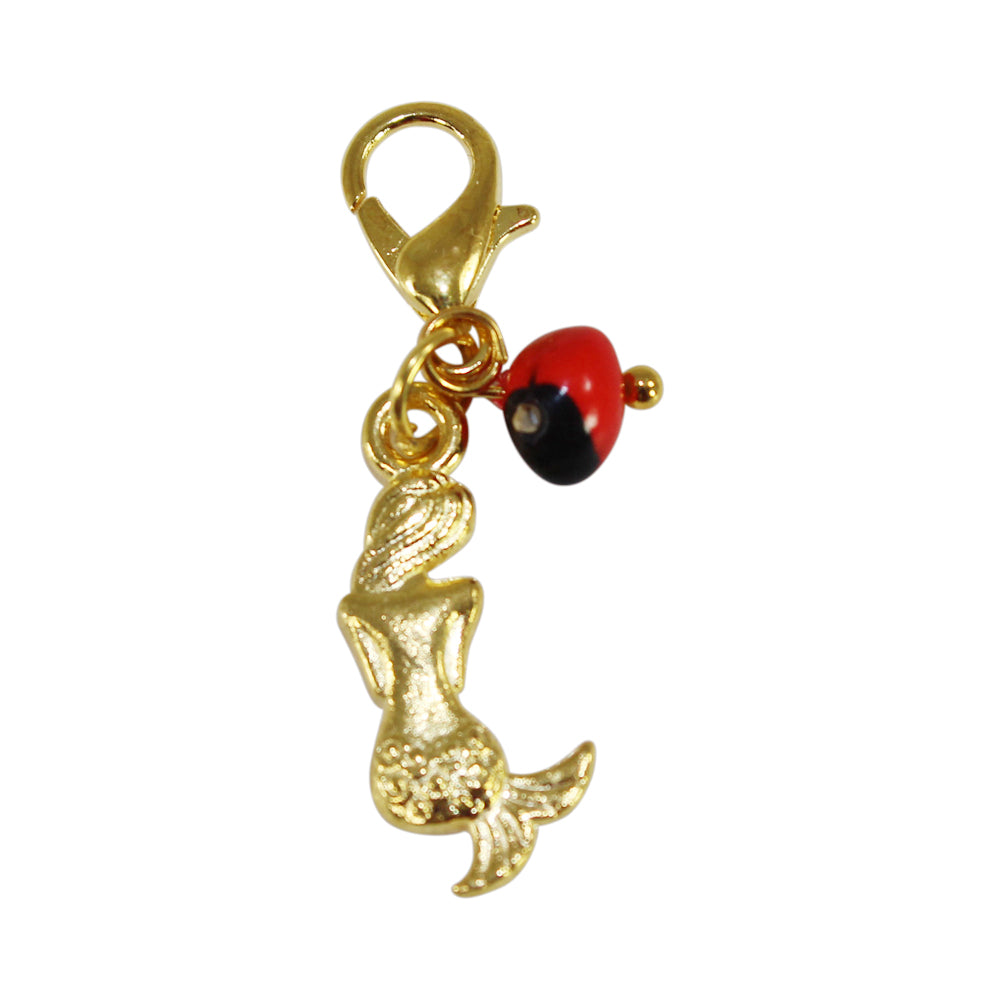 Gold Tone Interchangeable Charms w/Good Luck Huayruro Seed Beads  1" approx - Peru Gift Shop