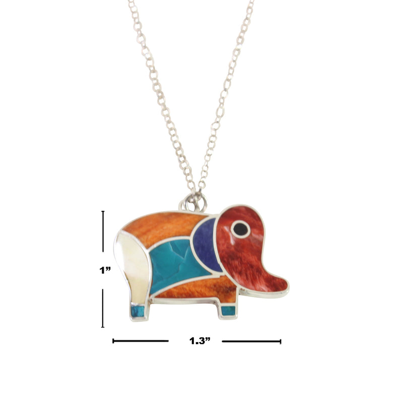 Colgante/Collar significativo ajustable "Elefante de la fortuna" de plata de ley, 40,6 a 45,7 cm 