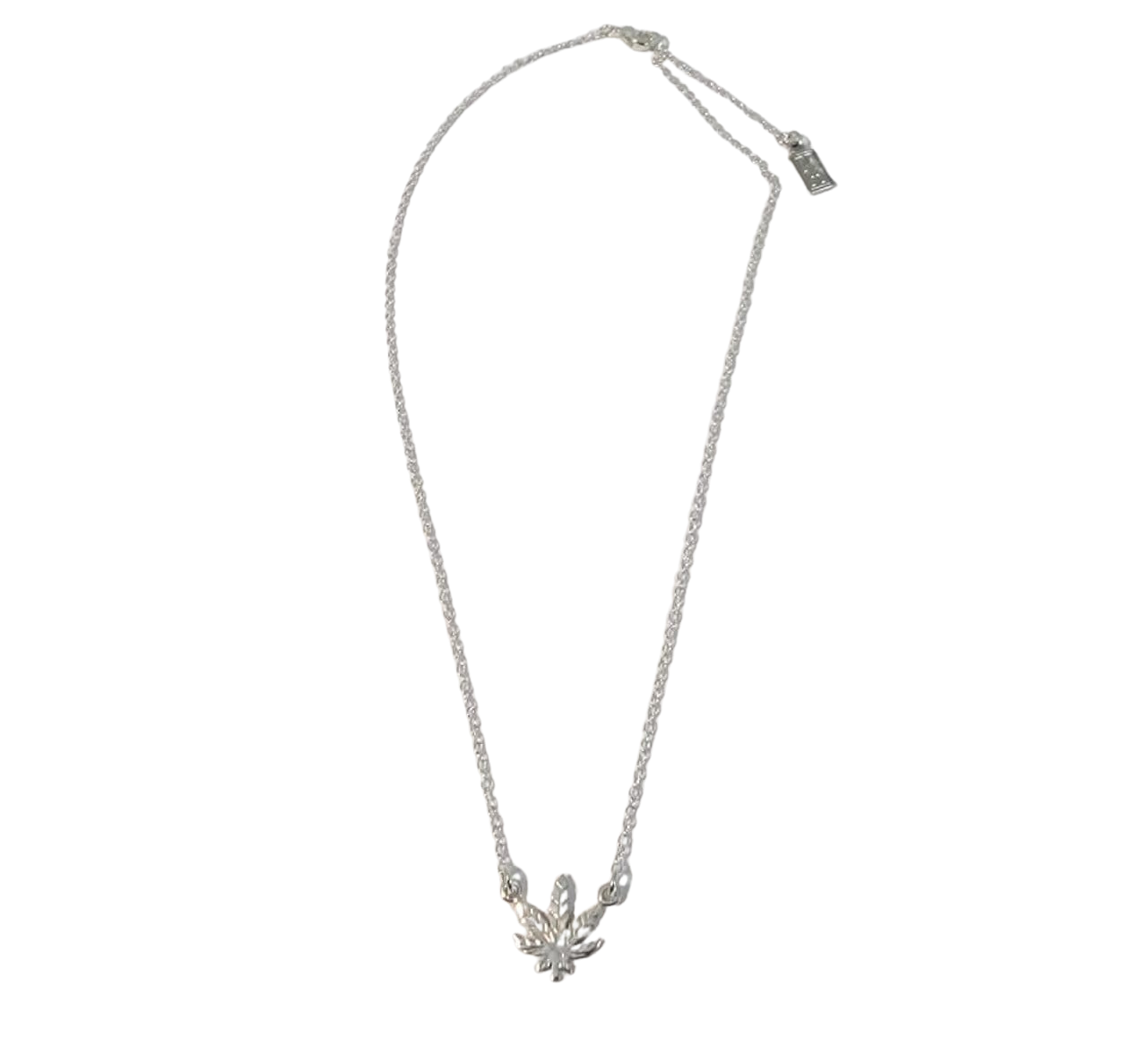 Adjustable Sterling Silver or 18Kt Gold Filled Weed Leaf Necklace - 16"-18"