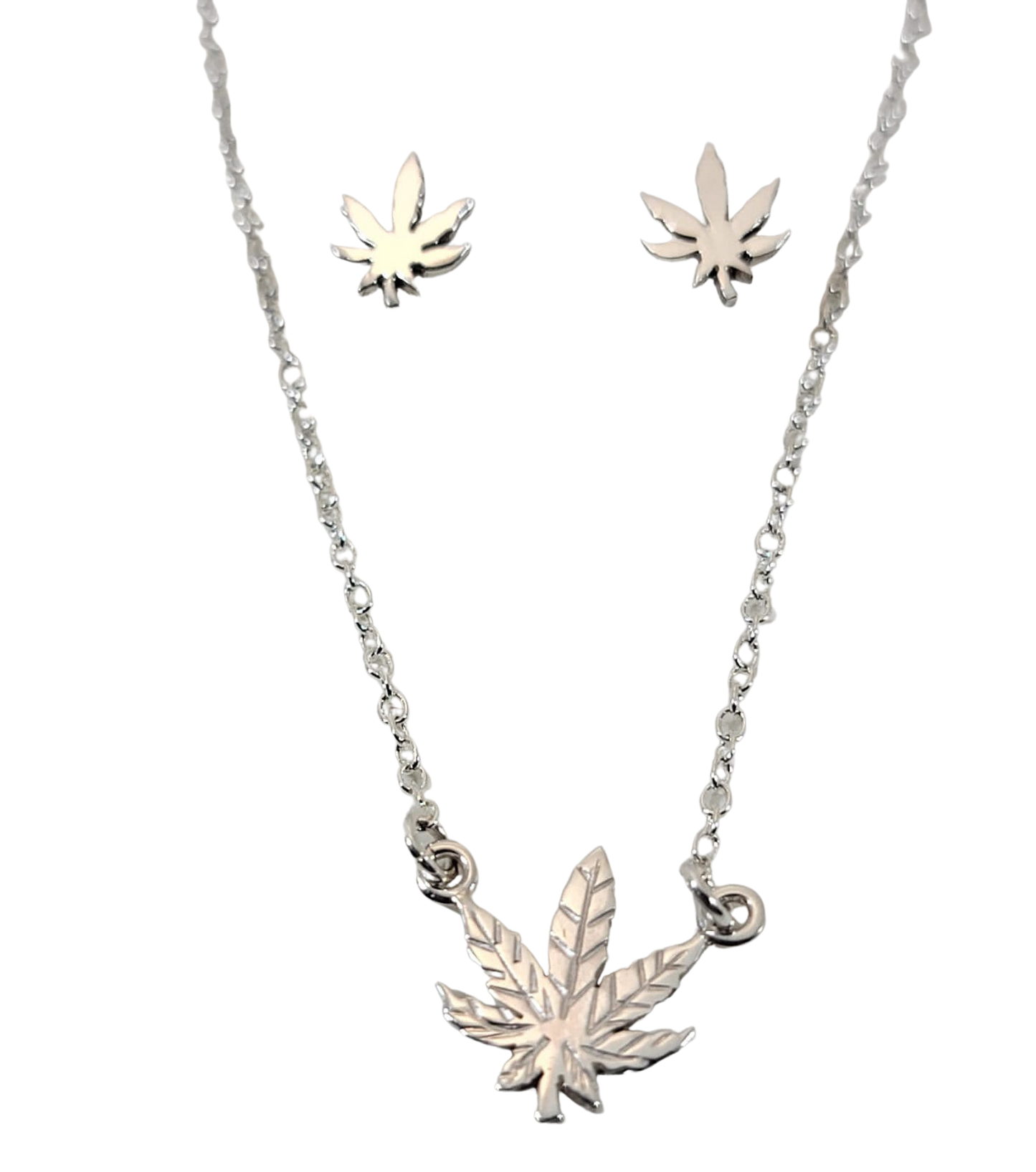 Adjustable Sterling Silver or 18Kt Gold Filled Weed Leaf Necklace - 16"-18"