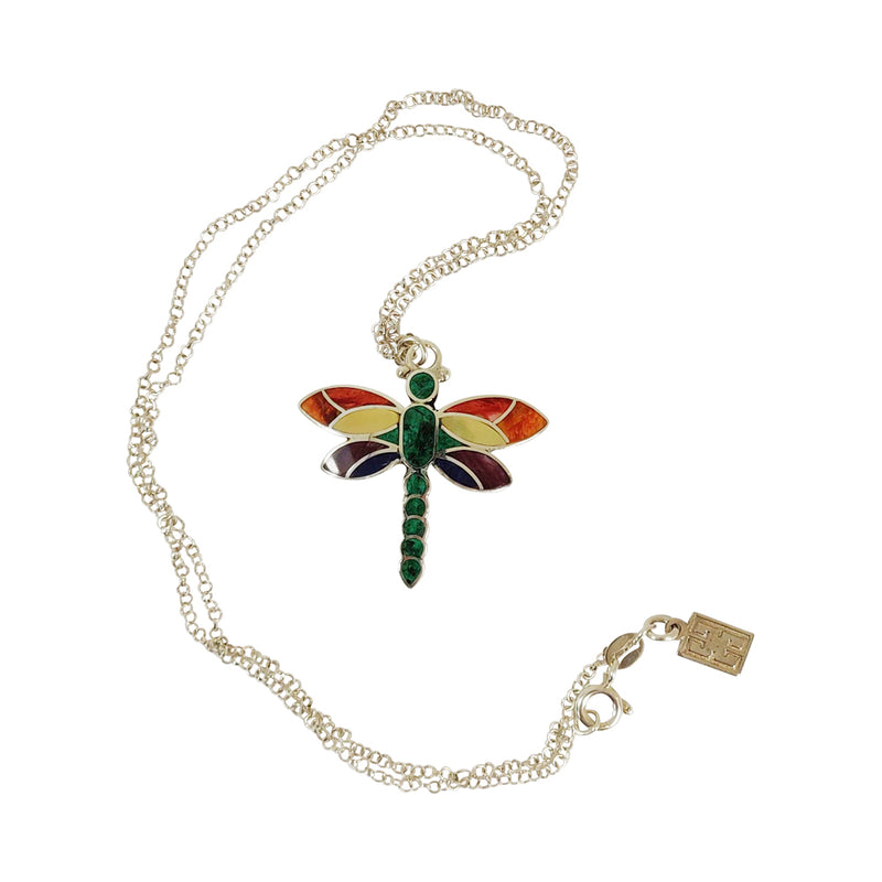 Colgante/Collar significativo ajustable de plata de ley "Hopeful Dragonfly" de 40,6 a 45,7 cm 