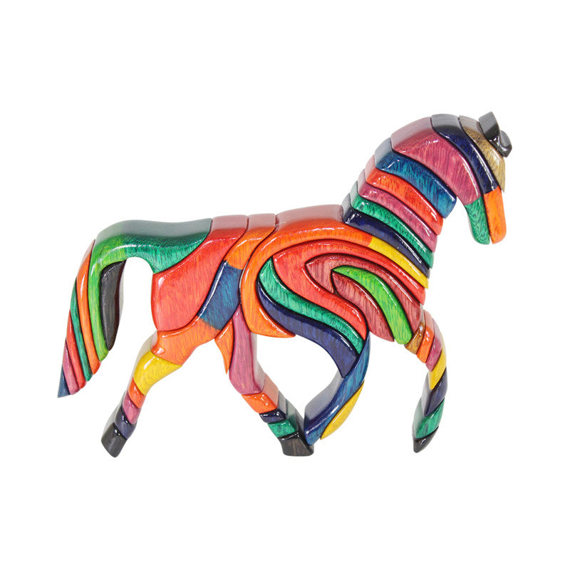 Rainbow Reversible  Horse Handmade Woodwork Puzzle -  Symbol of Freedom - Peru Gift Shop