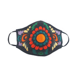 Mascarilla lavable tradicional andina con flores coloridas 