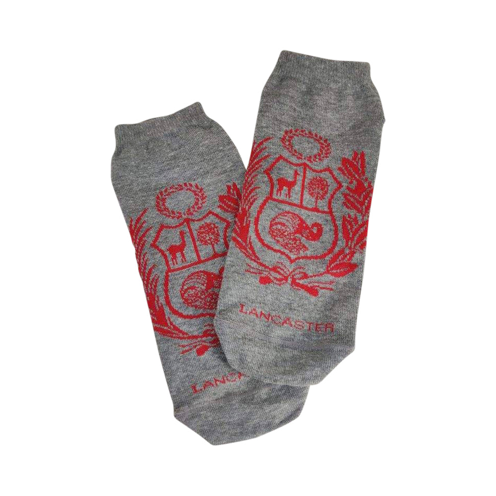 Perú Shield Designed "Unisex" Cotton Socks - Gray