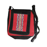 Bolso de negocios de hombro cruzado con correa de mensajero de cuero genuino 100% con textiles peruanos tradicionales hechos a mano