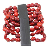Good Luck Wrap Adjustable Stretchy Bracelet w/Red & Black Seed Beads 6.5"-7.5" - Peru Gift Shop
