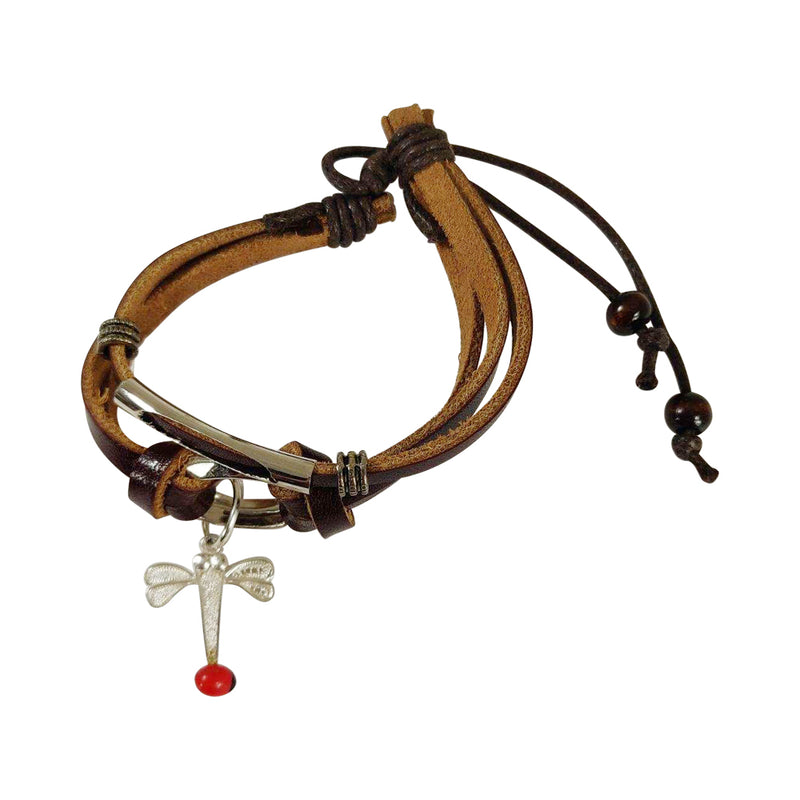 Sterling Silver Filigree "Dragonfly" charm Symbol of Life Adjustable Bracelet