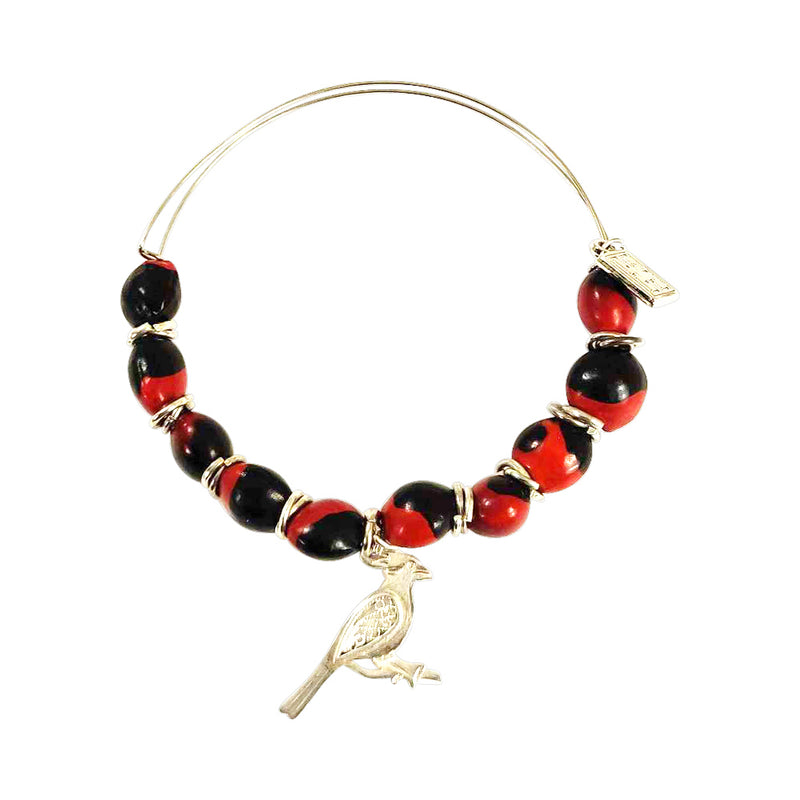 Sterling Silver Filigree "Cardinal" charm Symbol Hope, Health, and Joy Adjustable Bracelet