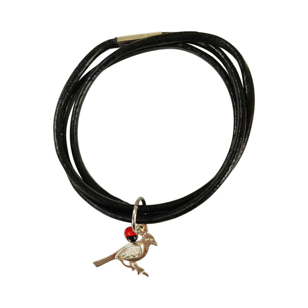 Sterling Silver Filigree "Cardinal" charm Symbol Hope, Health, and Joy Adjustable Bracelet