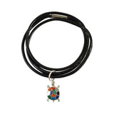 Sterling Silver "Turtle Charm" Symbol of Good Health & Long Life" Adjustable Leather Bracelet