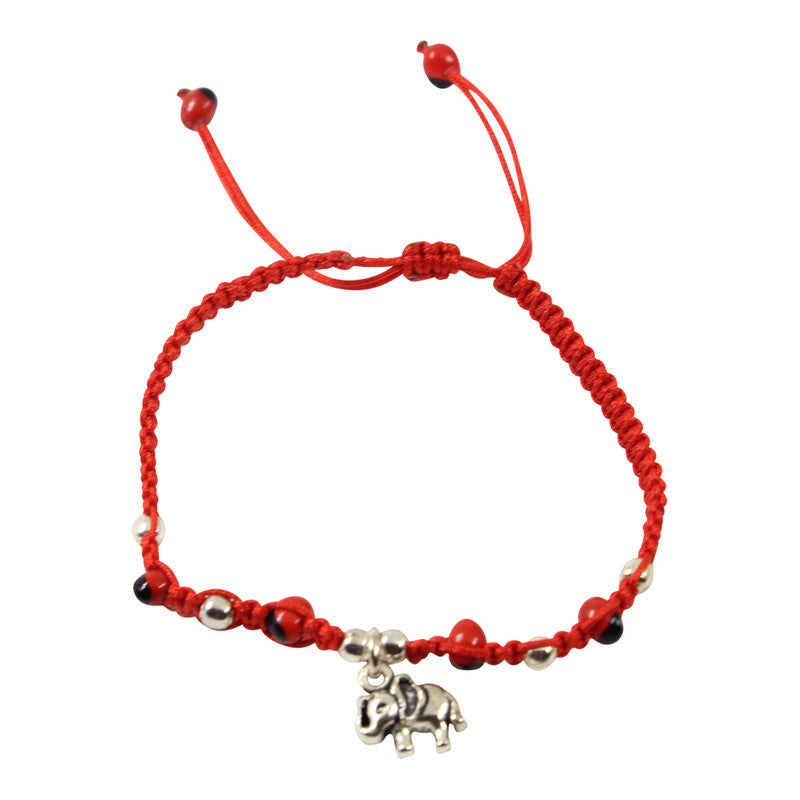 Pulsera de amistad significativa de macramé con dije de elefante de buena suerte 