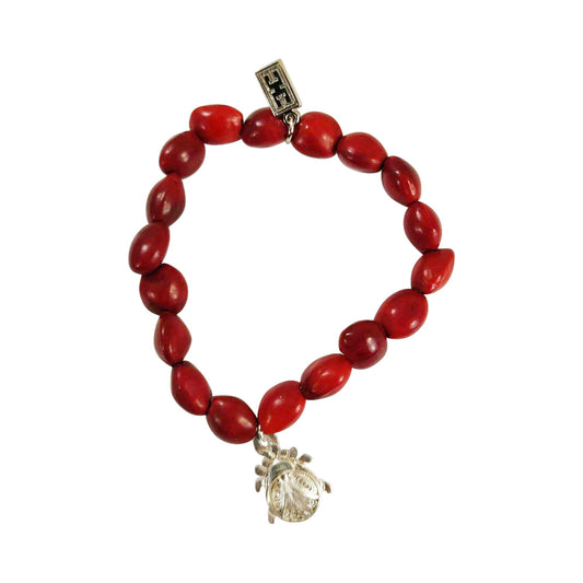 Pulsera elástica con símbolo de abundancia y filigrana de plata de ley "Lady Bug" 