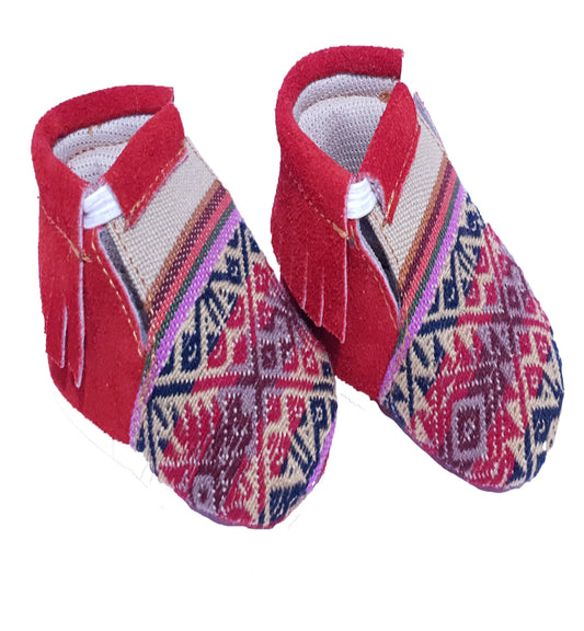 Baby Infant Toddler Shoes Slip-on Soft Sole Leather Moccasins Pre-Walkers w/Handmade Peruvian Textiles