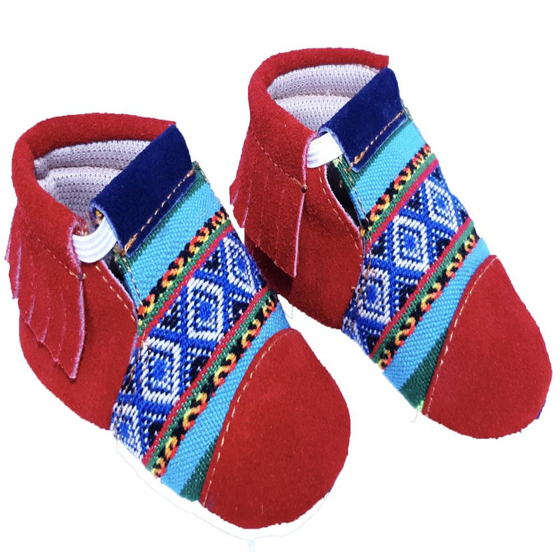 Baby Infant Toddler Shoes Slip-on Soft Sole Leather Moccasins Pre-Walkers w/Handmade Peruvian Textiles