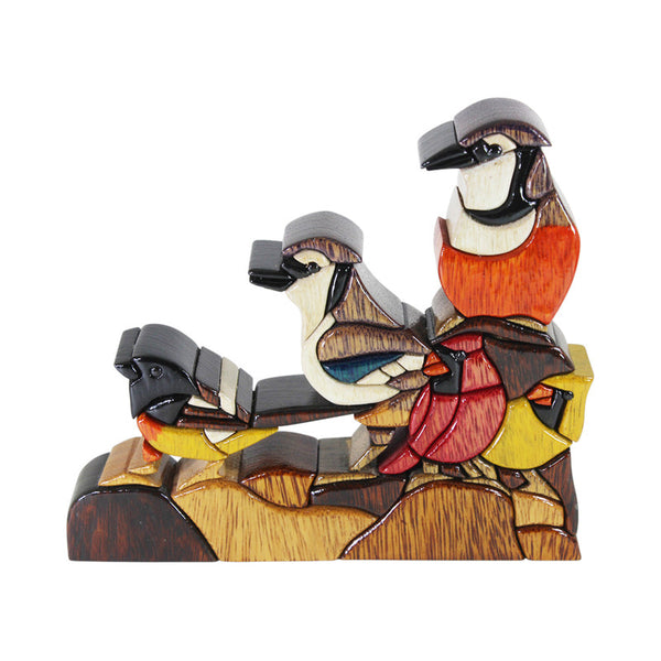 Bird Family Reversible Handmade Woodwork Puzzle - Symbol of Unity - Peru Gift Shop