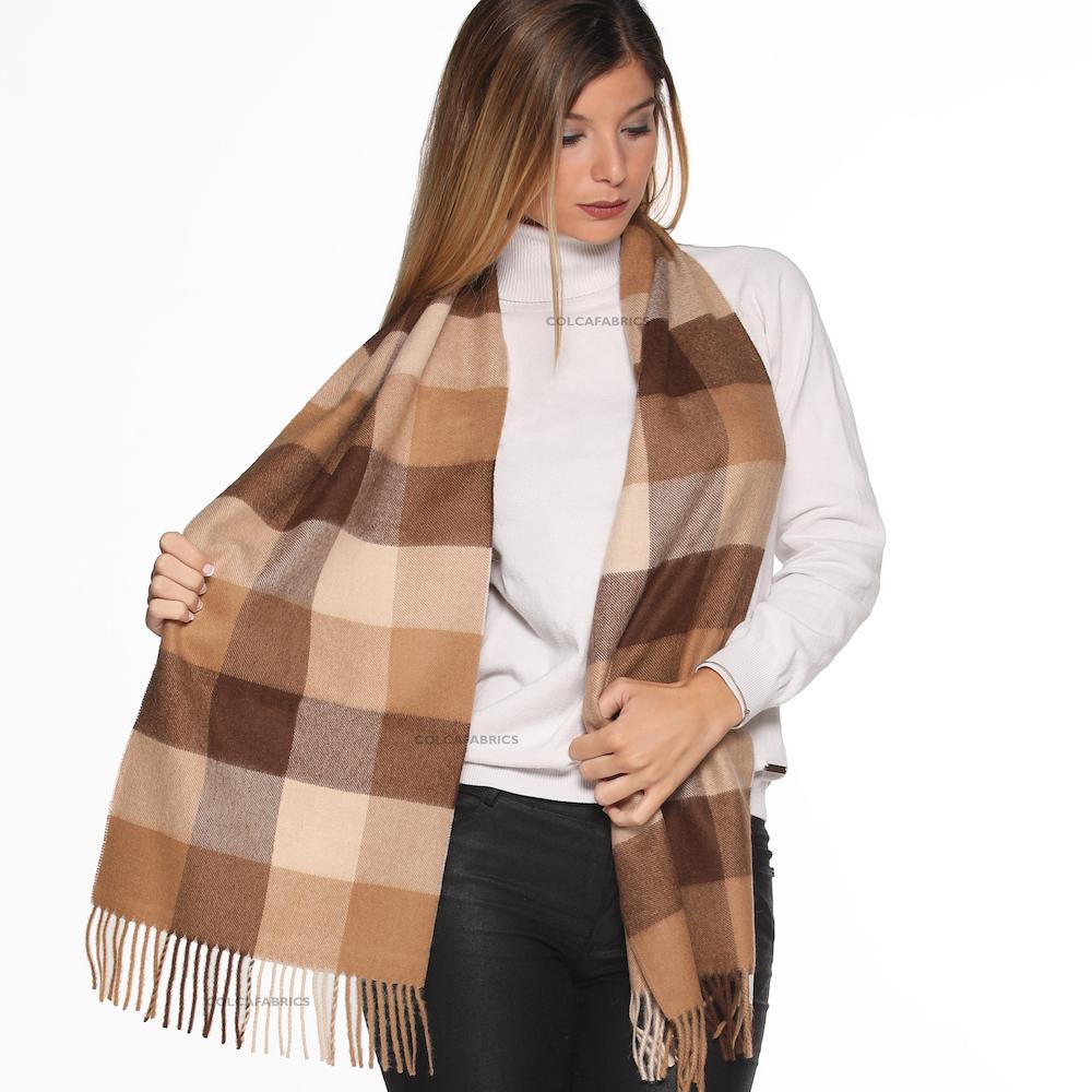 Elegante bufanda cálida reversible de lana de alpaca peruana pura para hombres y mujeres