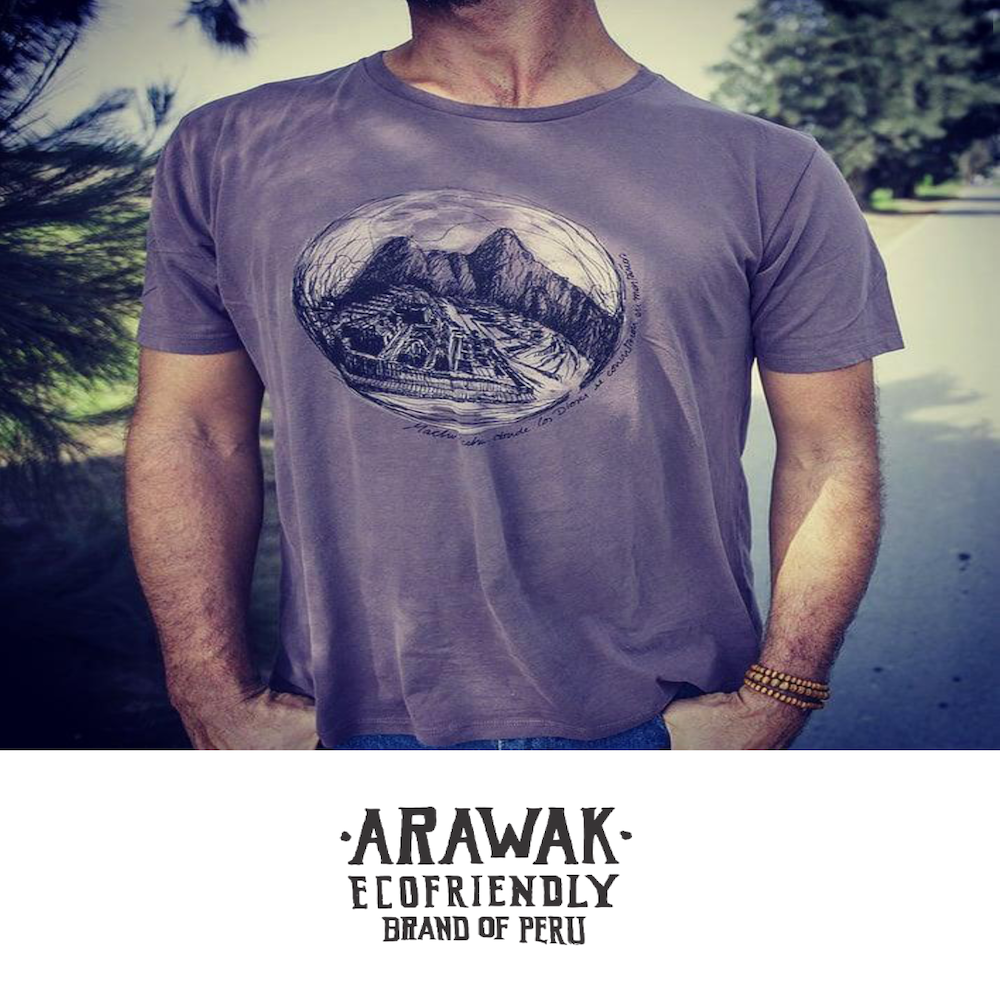 ARA-WAK Escudo Peruano Manga Corta Cuello Redondo para Hombre - 100% Algodón Pima Peruano Orgánico