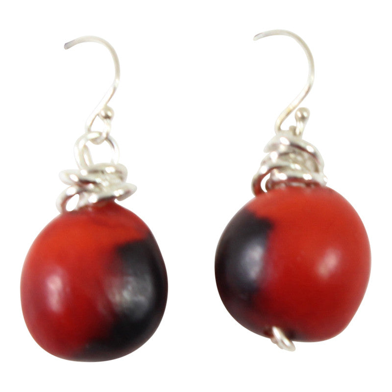 Gold Filled 18kt Classic Dangle Drop Earrings w/Good Luck Red & Black Seed Beads - Peru Gift Shop