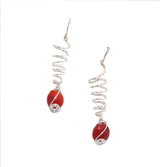 Sterling Silver/ Gold Filled Dangle Long Drop Red Good Luck Earrings