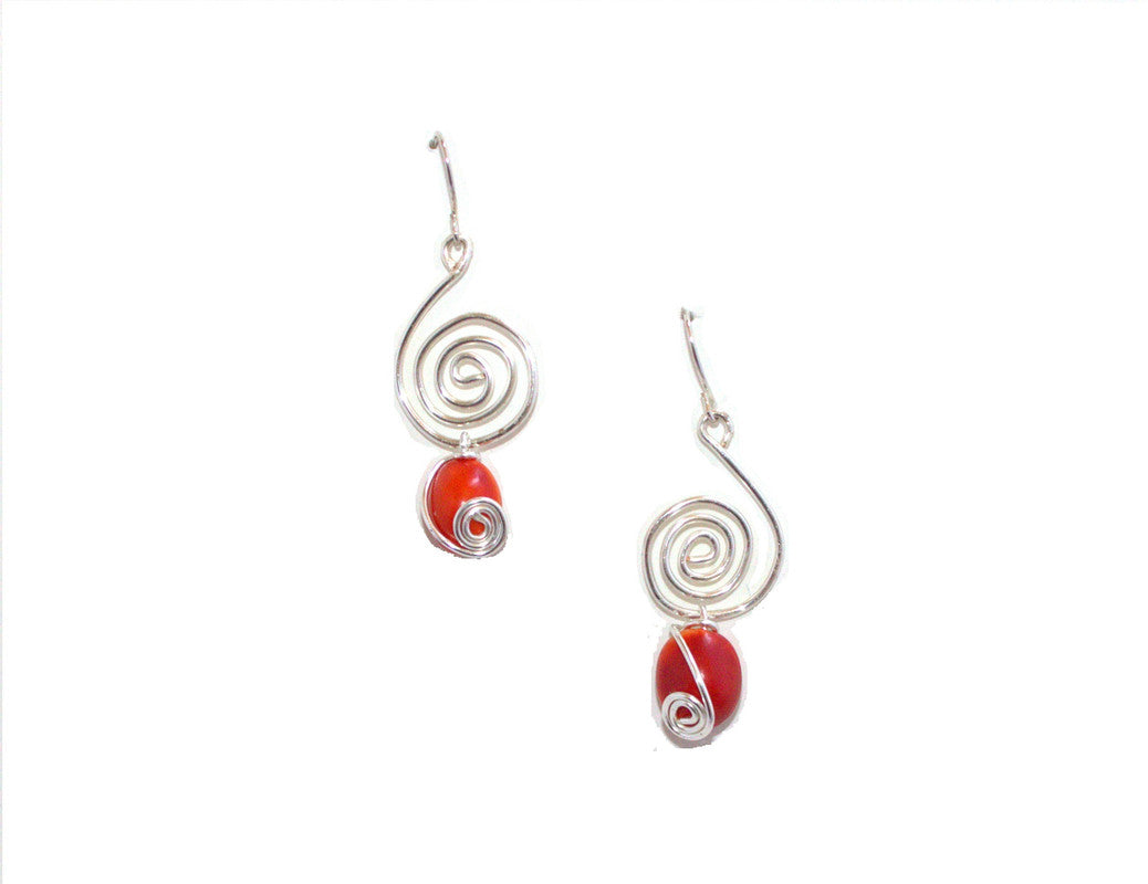 Sterling Silver/ Gold Filled Dangle Long Drop Red & Black Good Luck Earrings