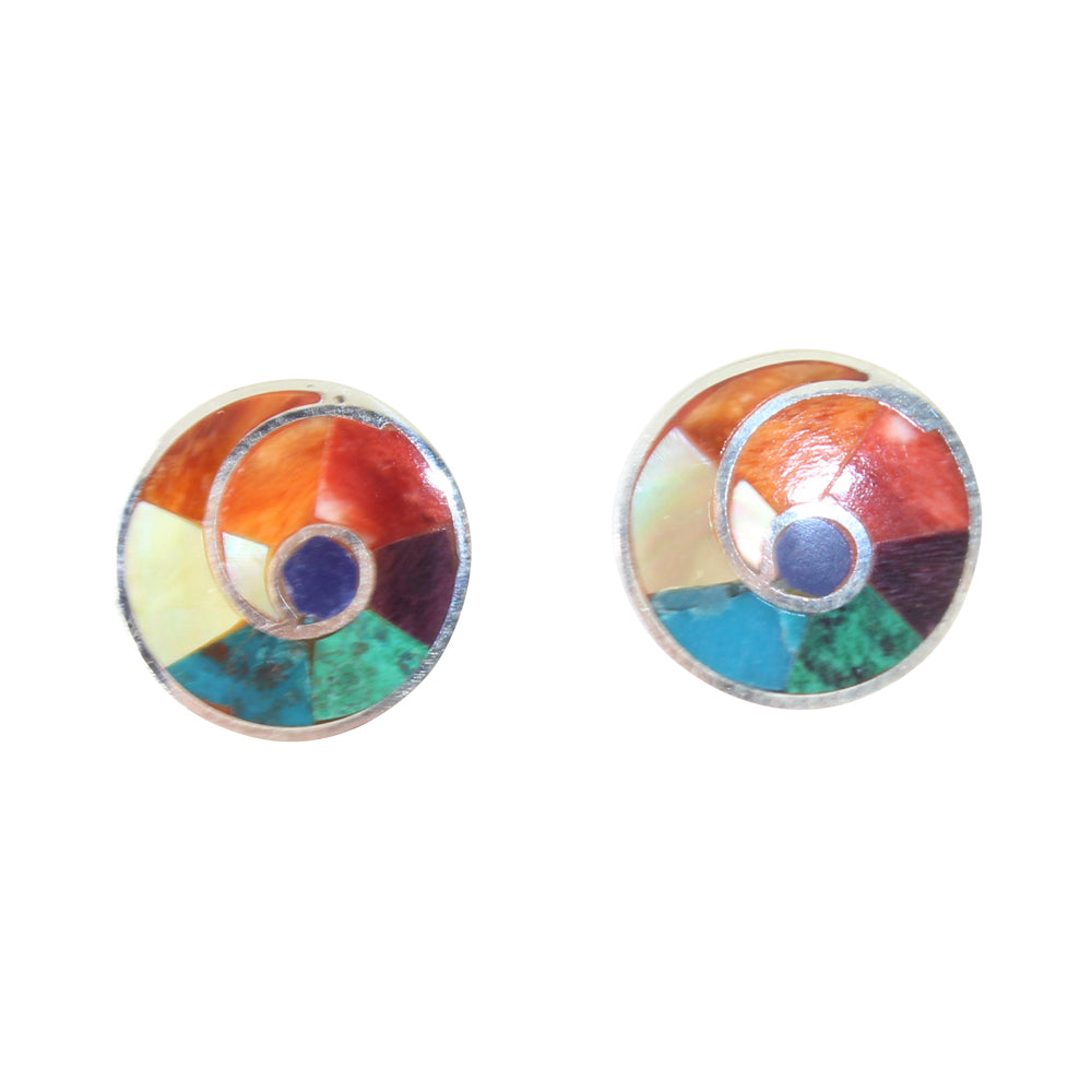 Sterling Silver "Happiness Multicolored" Natural Stone Post Earrings