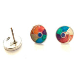 Sterling Silver "Happiness Multicolored" Natural Stone Post Earrings