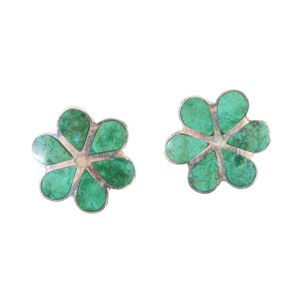 Sterling Silver "Blossom Flower" Natural Stone Post Earrings