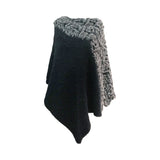 Baby Alpaca - Knit Poncho Cape with Fur Neck - One Size Fits All