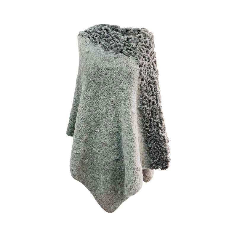 Baby Alpaca - Warm Knit Poncho Cape (Light Gray) - One Size Fits All