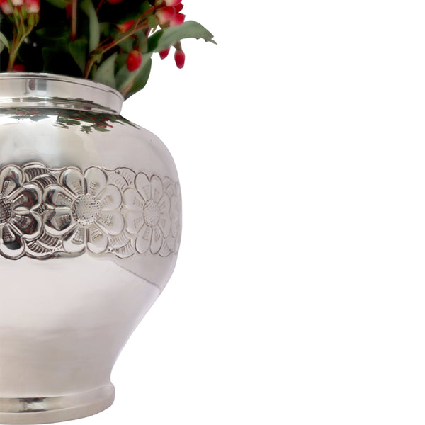 Jarrón de flores "Georgia" chapado en plata hecho a mano de lujo para decoración del hogar