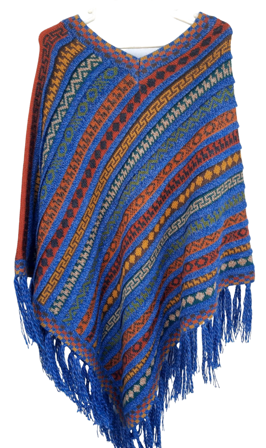 Ponchos "coloridos" hechos a mano de alpaca suaves y cálidos - Talla única