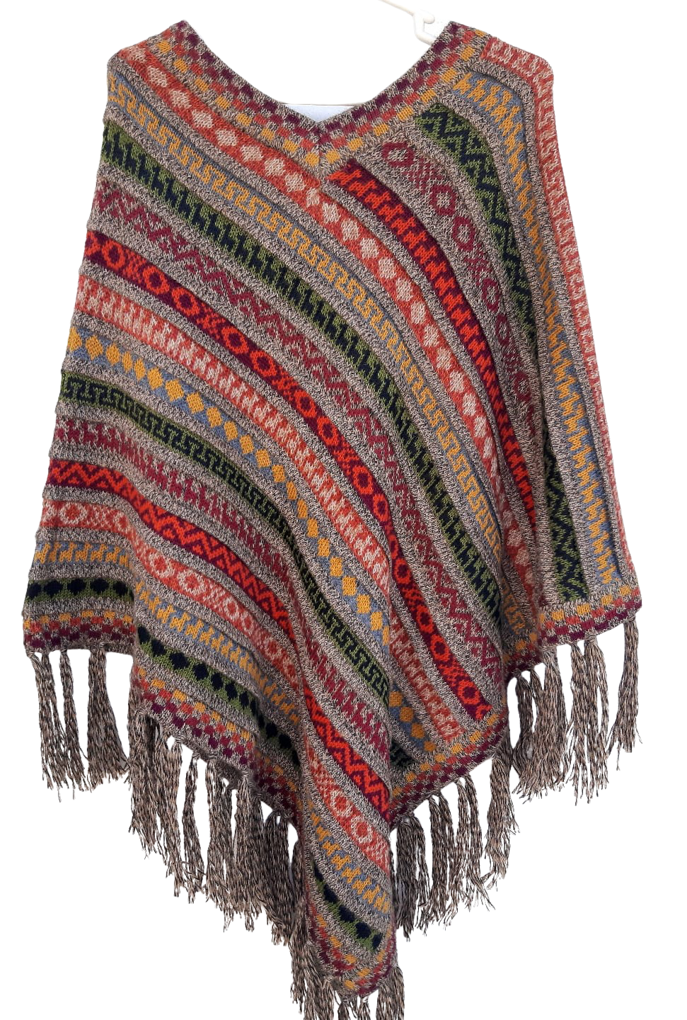 Ponchos "coloridos" hechos a mano de alpaca suaves y cálidos - Talla única