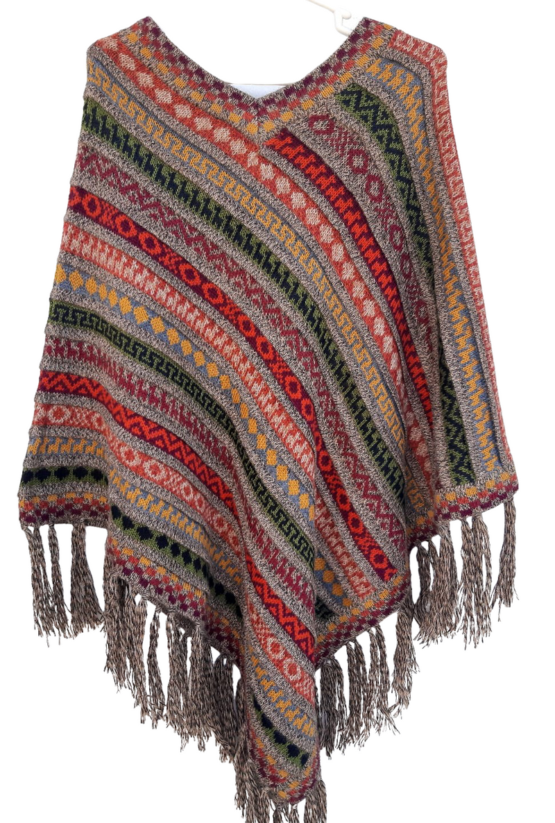 Soft & Warm Alpaca Handmade "Colorful" Ponchos  - One Size Fits All